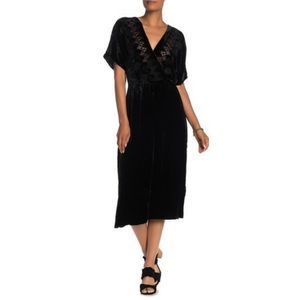 Johnny Was Coco Velvet Faux Wrap Midi Dress